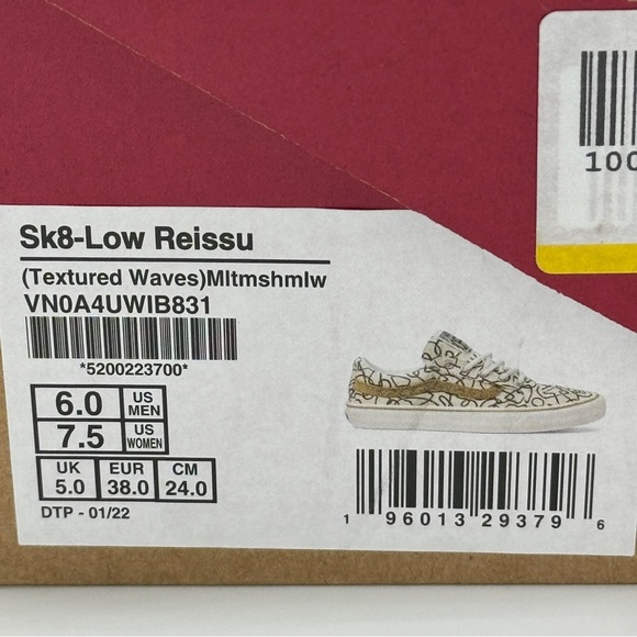 NWT Vans Sk8 Low Reissue Sneakers Textured Waves / Marshmallow Shoes Skate NEW - Picture 3 of 16